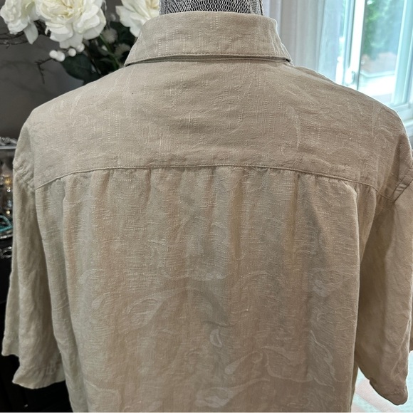 Tasso Elba Men's Casual Linen Blend Beige Button Down Shirt - Picture 8 of 16
